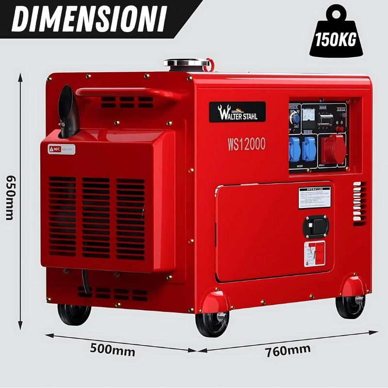 Generatore Di Corrente Diesel 9kW (9000W) Silenzioso – Avviamento Elettrico + Telecomando