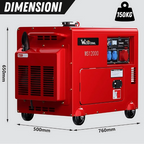 Generatore Di Corrente Diesel 9kW (9000W) Silenzioso – Avviamento Elettrico + Telecomando