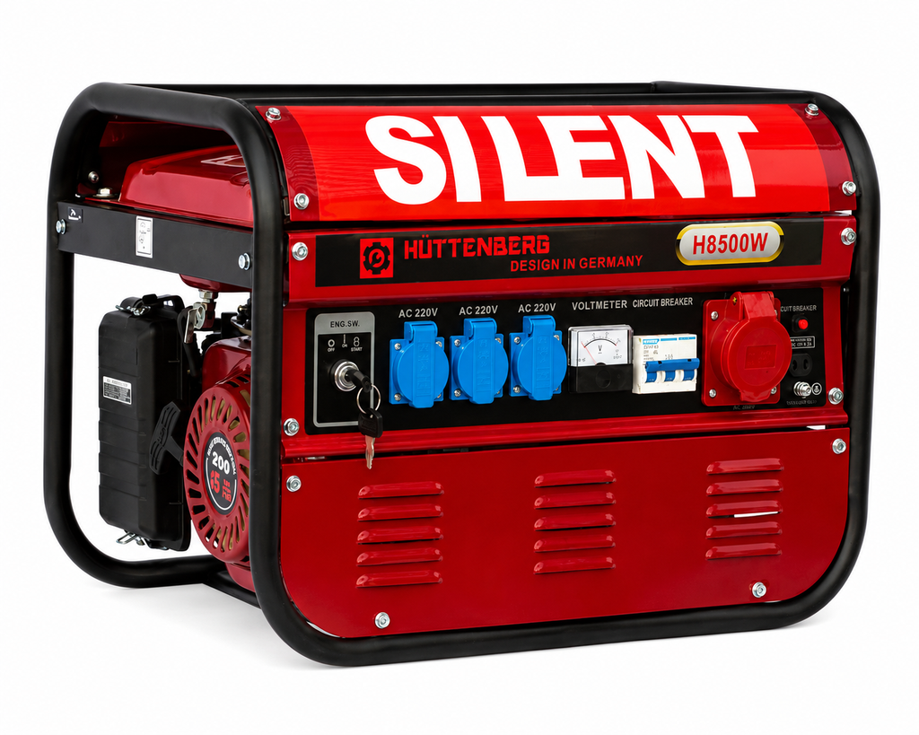 Generatore Silenzioso H-8500W 8,5kW 220V/380V Benzina con Avviamento a Chiave