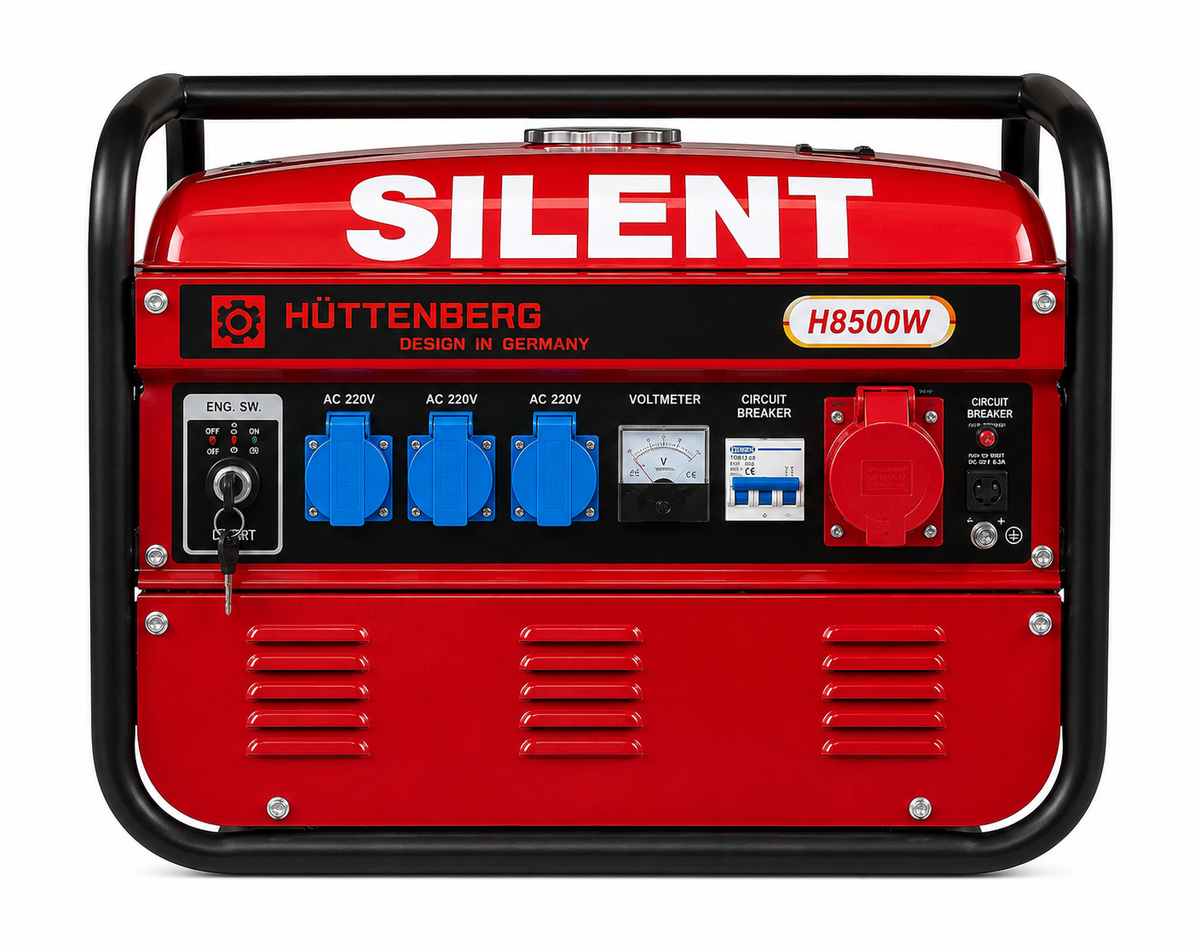 Generatore Silenzioso H-8500W 8,5kW 220V/380V Benzina con Avviamento a Chiave