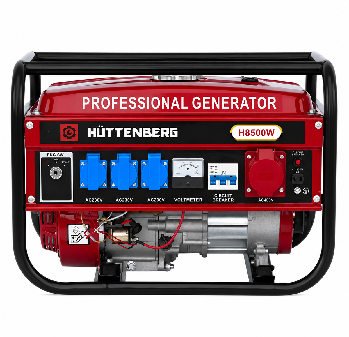 Generatore Professionale H-8500W 8,5kW Benzina 230V/400V con Avviamento Elettrico