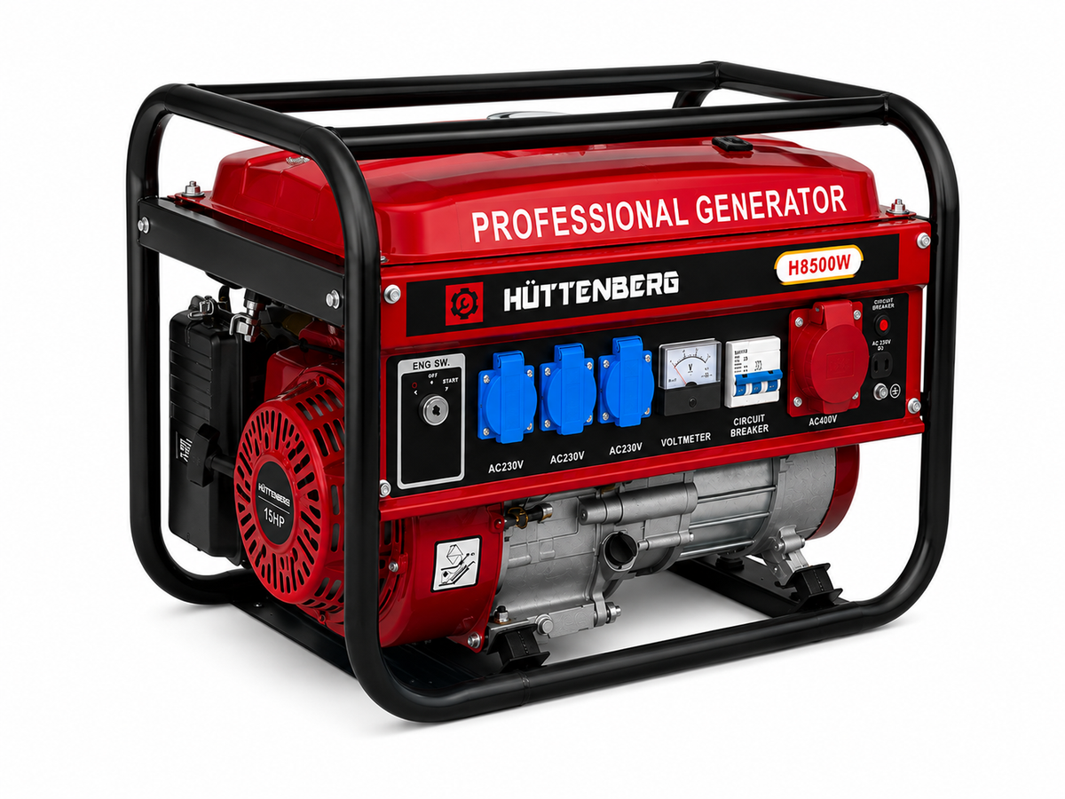 Generatore Professionale H-8500W 8,5kW Benzina 230V/400V con Avviamento Elettrico