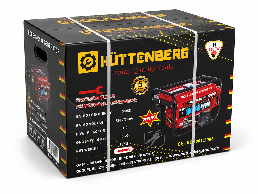 Generatore Professionale H-8500W 8,5kW Benzina 230V/400V con Avviamento Elettrico